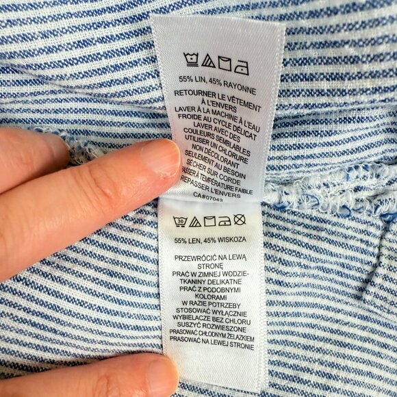 Tahari Linen Blend Relaxed V-Neck Striped Tunic Dress – Women’s 1X - Picture 8 of 10